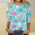 thumbnail image 1 of POTETI Easter T Shirts,Womens Easter Summer 3/4 Sleeve Crew Neck Tops for Women, 1 of 4