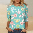 thumbnail image 1 of POTETI Easter Tee Shirts for Women,Womens Happy Easter Day Summer 3/4 Sleeve Crew Neck Shirts for Women, 1 of 5