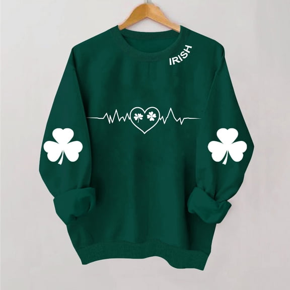 POTETI Funny St Patricks Day Shirt Women,Female Short Sleeve Crew Neck Shamrock Print T-shirt Tops