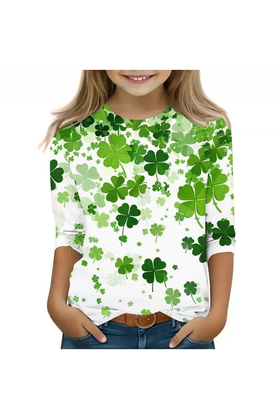 Funny St Patricks Day Shirt for Women,Women Short Sleeve Crew Neck Clover Print Shirt Tops