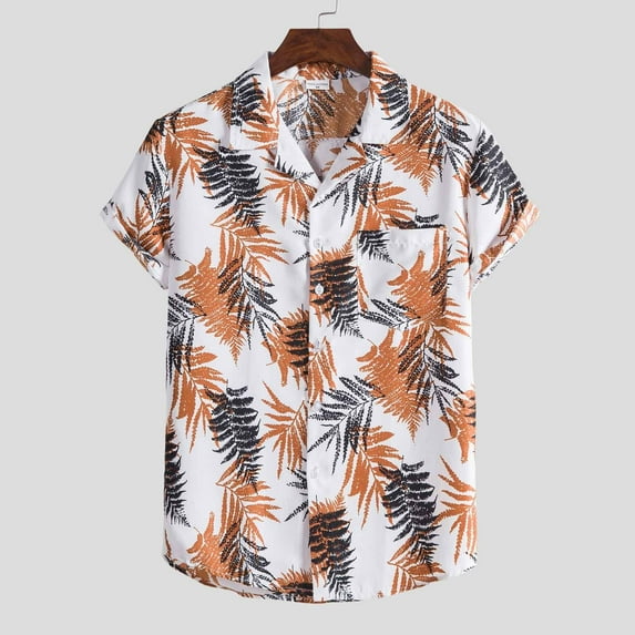 POTETI Hawaii Men Summer Shirts Beach Casual Short Sleeve Tropical Button up Shirts Tops