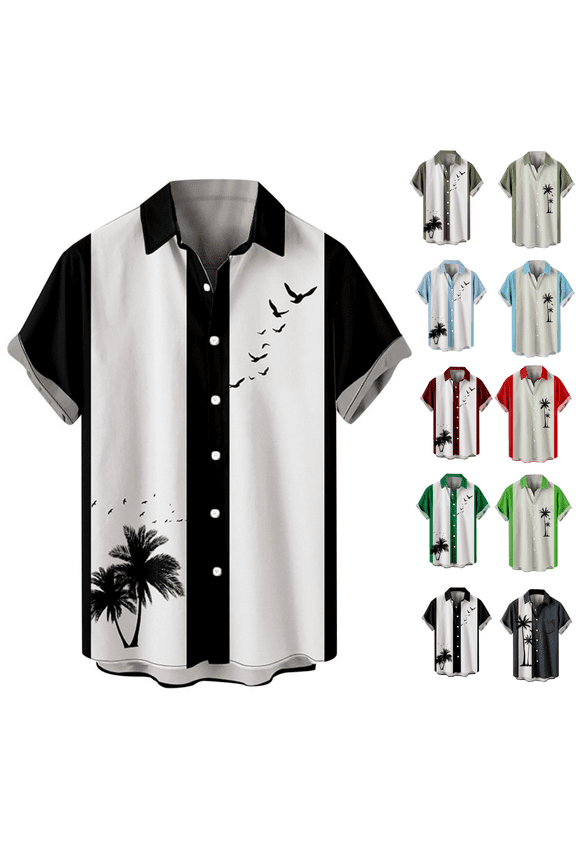 Hawaiian Men's Shirts Beach Casual Short Sleeve Tropical Button up Shirts Tops