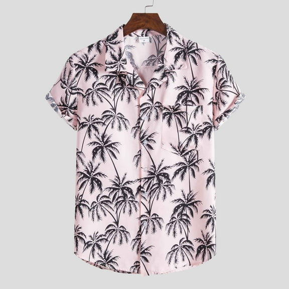POTETI Hawaiian Mens Shirt Beach Casual Tropical Short Sleeve Button up Shirts Tops