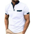 thumbnail image 1 of POTETI High Neck Polo Shirts for Men Big And Tall Short Sleeve Casual Shirts Solid Pocekts Tops, 1 of 5
