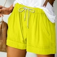thumbnail image 1 of POTETI High Waisted Cargo Shorts for Women Casual Shorts for Women Clearance Yellow with Pockets Drawstring Loose Solid Shorts, 1 of 5