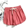 thumbnail image 1 of POTETI High Waisted Women's Running Shorts Wide Leg Womens Summer Shorts Red Solid Dolphin Sports Athletic Drawstring Shorts, 1 of 6