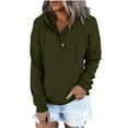 thumbnail image 1 of POTETI Hooded Sweatshirts for Women Fashion Fall Lightweight Button Womens Hoodies Casual Solid Color Baggy Pullover Tops, Green M, 1 of 5