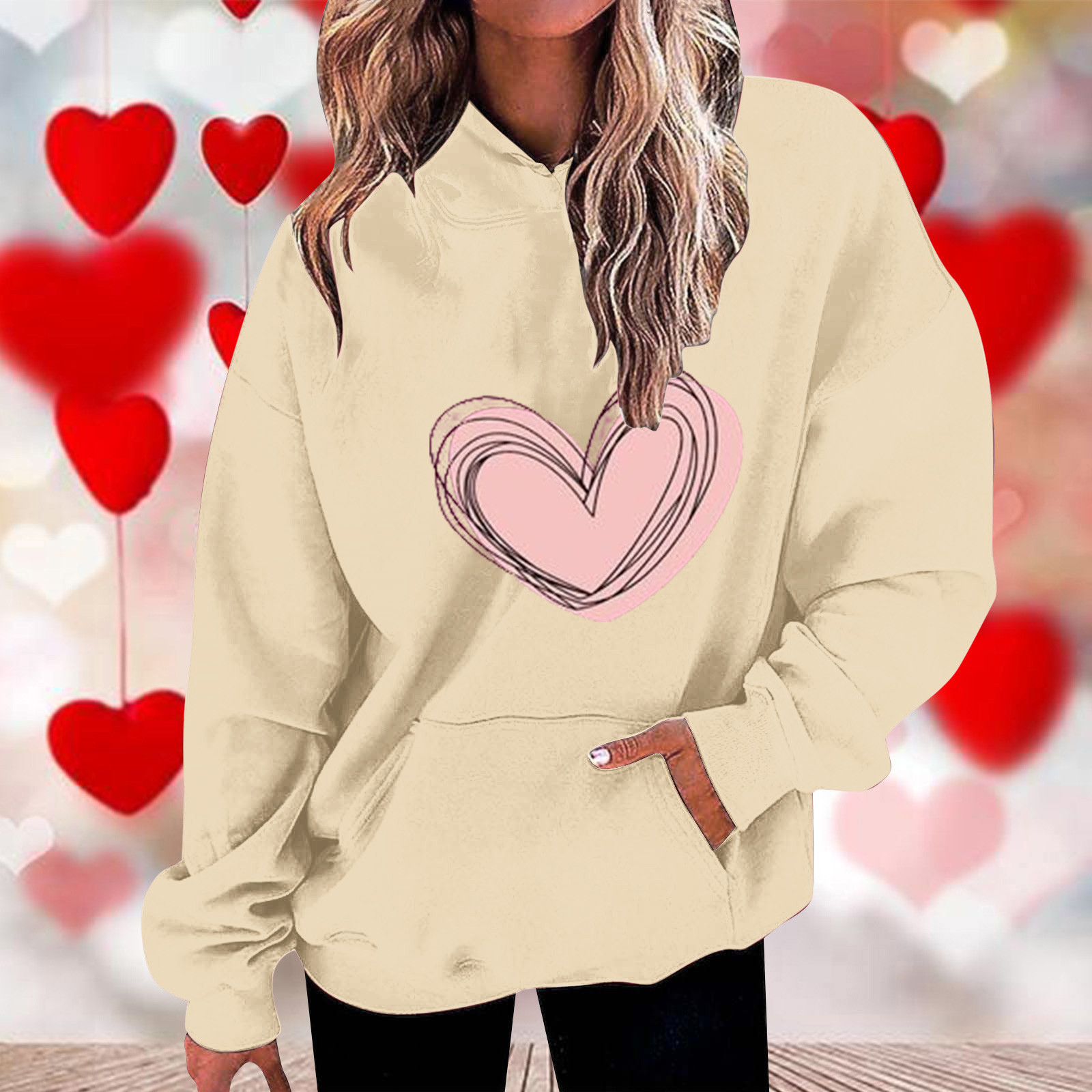 POTETI Hoodies for Women,Valentines Day Printing Sweatshirts Long ...