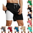 thumbnail image 1 of POTETI Men Swim Shorts Quick Dry Solid Holiday Casual Board Shorts Swimsuit, 1 of 5