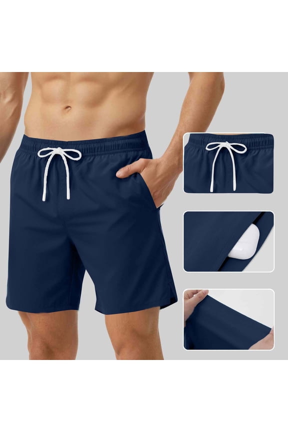 Men Swimming Shorts Quick Dry Solid Holiday Casual Board Shorts Swimsuit