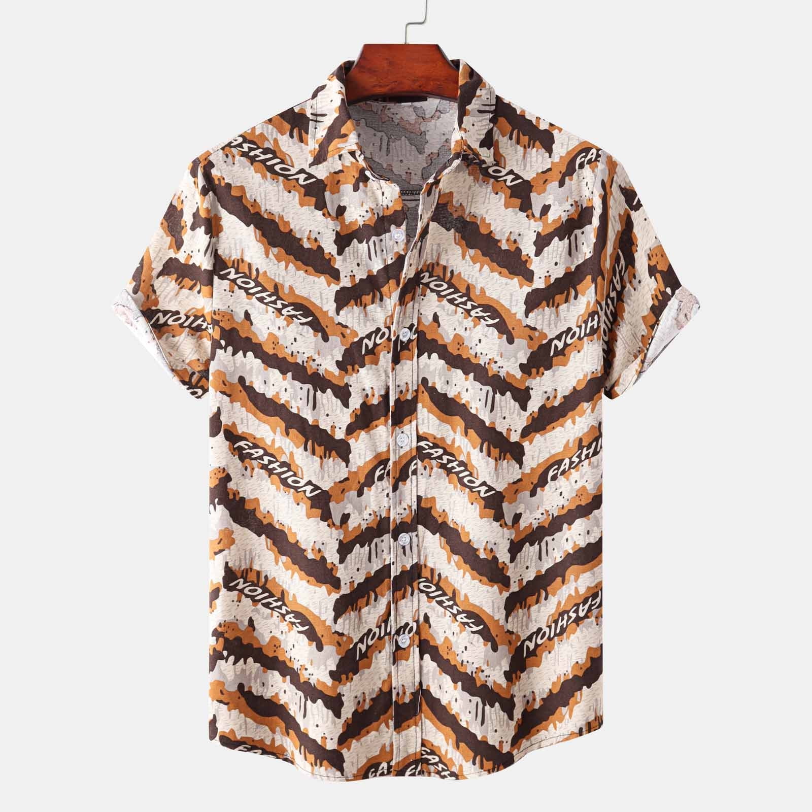 POTETI Men's Summer Shirts Beach Hawaiian Short Sleeve Casual Tropical
