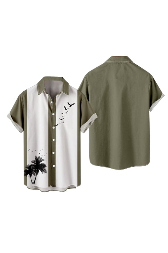 Mens Hawaii Shirts Summer Short Sleeve Tropical Print Casual Vacation Beach Button up Shirts