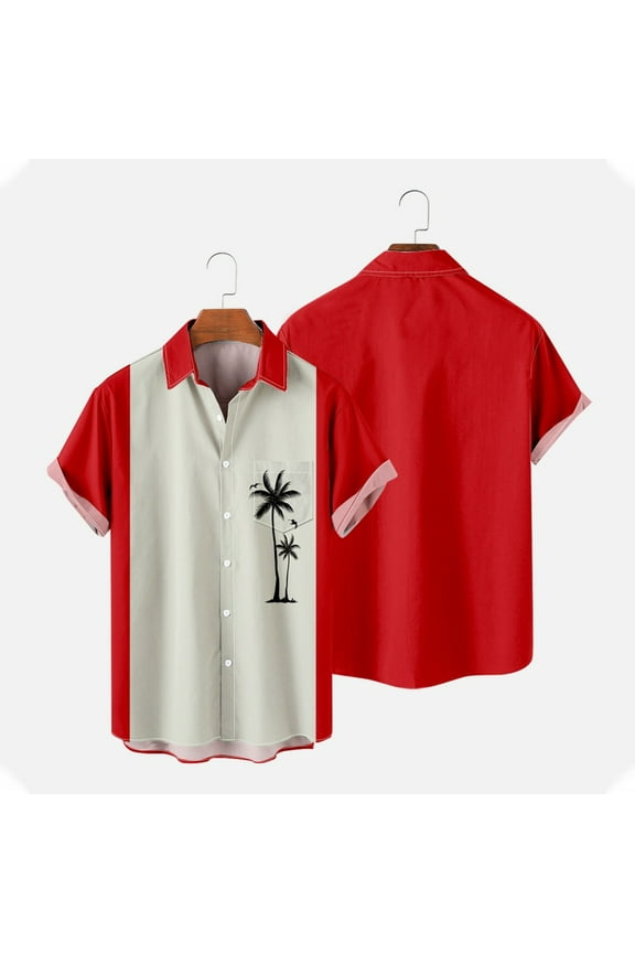 Mens Hawaiian Shirt Big Tall Summer Short Sleeve Tropical Print Casual Vacation Beach Button Down Shirts