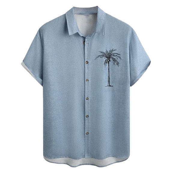POTETI Mens Hawaiian Shirts Summer Short Sleeve Tropical Print Casual Vacation Beach Button up Shirts
