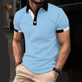 thumbnail image 1 of POTETI Mens Polo Shirt Casual Collared Short Sleeve Shirts Solid Patchwork Loose Tops, 1 of 6
