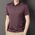 thumbnail image 1 of POTETI Mens Polo Shirt Casual Collared Short Sleeve Shirts Striped Work Loose Tops, 1 of 5