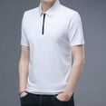 thumbnail image 1 of POTETI Mens Polo Shirt Casual Short Sleeve Collared Shirts Quarter Zip Loose Summer Solid Tops, 1 of 4