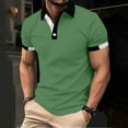 thumbnail image 1 of POTETI Mens Polo Shirt Short Sleeve Casual Collared Shirts Patchwork Solid Loose Tops, 1 of 6