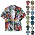 thumbnail image 1 of POTETI Mens Shirts Hawaiian Beach Short Sleeve Casual Tropical Button Down Shirt Tops, 1 of 3