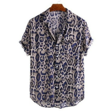 POTETI Mens Summer Shirt Beach Hawaiian Casual Tropical Short Sleeve Button Down Shirt Tops