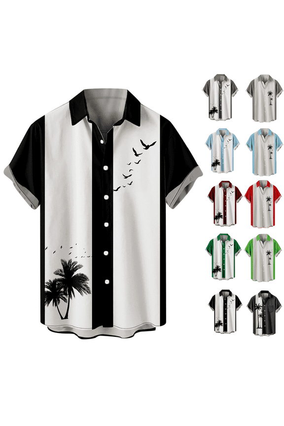 Mens Summer Shirt Beach Hawaiian Tropical Casual Short Sleeve Button Down Shirt Tops