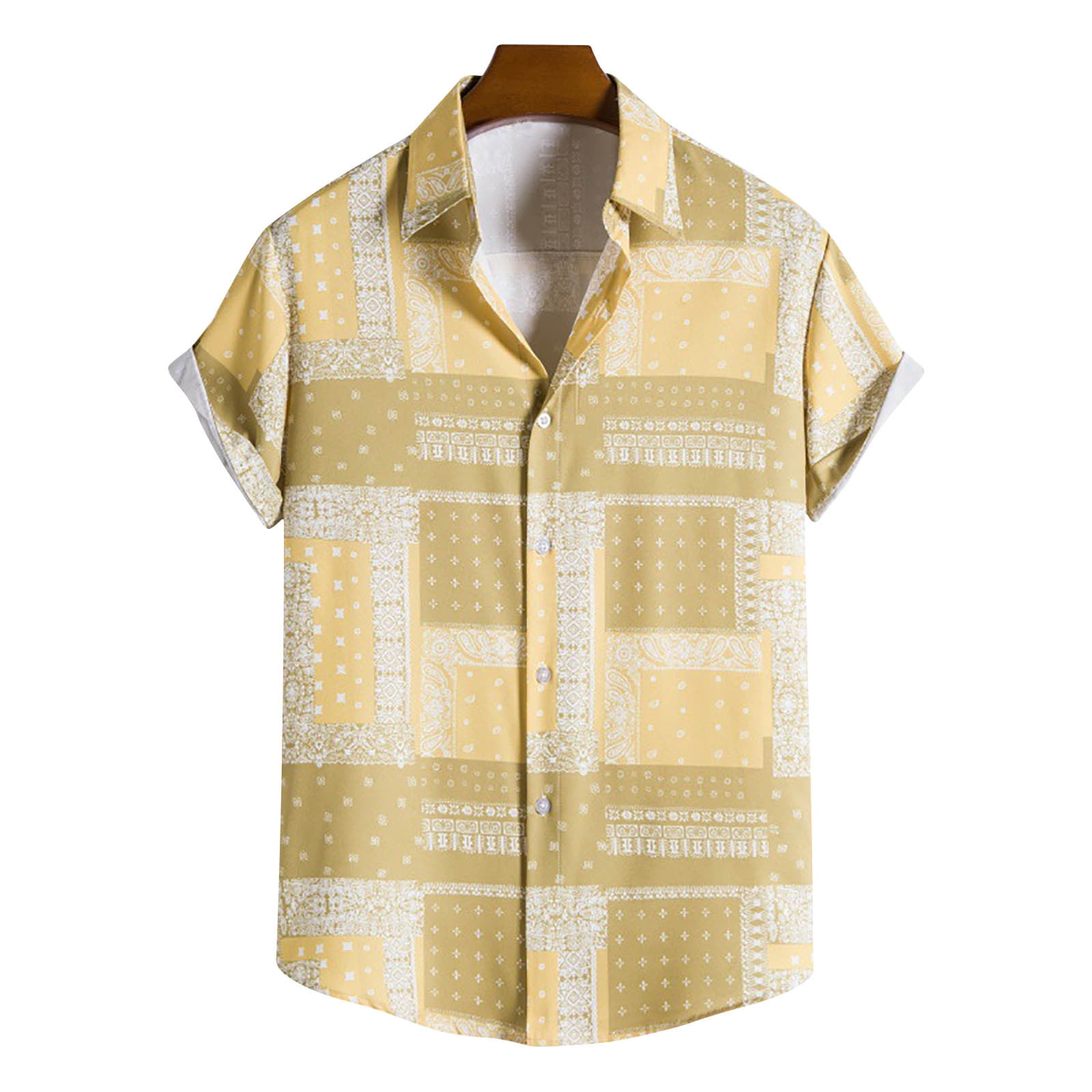 POTETI Mens Summer Shirts Hawaiian Beach Tropical Short Sleeve Button ...
