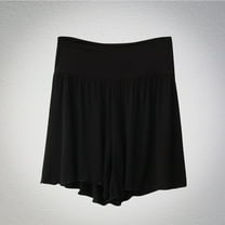 POTETI Pull on Shorts for Women Cotton High Waisted Womens Plus Size Shorts Black Casual Solid Drawstring with Pockets Shorts