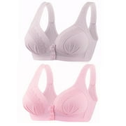 POTETI Push-up Womens Bras Plus Size No Wire Pink Nursing Full Cup Breastfeed Comfort Unpadded Front Closure Brassiere (2 Pack),XXL
