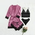 thumbnail image 1 of POTETI Satin Silk Lingerie Womens Lace Purple Nightwear Cami and Shorts, 1 of 9
