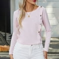 thumbnail image 1 of POTETI Shirts for Women Tight Winter Casual Solid Color Long-Sleeved Down Crew-Neck Blouse Pink Womens Blouses and Tops, 1 of 1