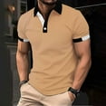 thumbnail image 1 of POTETI Short Sleeve Mens Polo Shirt Collared Casual Shirts Solid Patchwork Loose Tops, 1 of 6