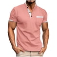 thumbnail image 1 of POTETI Short Sleeve Mens Polo Shirts Casual High Neck Shirts Solid Pocekts Loose Tops, 1 of 5