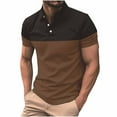 thumbnail image 1 of POTETI Short Sleeve Mens Polo Shirts Collared Casual Shirts Color Block Patchwork Button Tops, 1 of 8