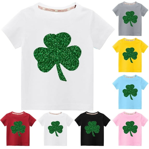 POTETI St Patricks Day Shirt Womens,Ladies Short Sleeve Crew Neck St. Patrick's Day Print Shirt Tops