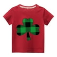 thumbnail image 1 of POTETI St.Patricks Day Shirts Girls Clover Cotton Short Sleeve Crew Neck Shirt Tops,3-10 Years, 1 of 3