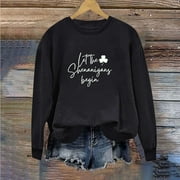 POTETI St Patricks Day Sweatshirt Women Long Sleeve Crew Neck Shirts Tops