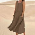 thumbnail image 1 of POTETI Summer Womens Dresses Midi Sleeveless Sundresses Cotton Linen Tank Long Dresses, 1 of 5