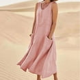 thumbnail image 1 of POTETI Sundresses for Plus Size Women Pink Dresses for Women Date Night Summer V Neck Casual Solid Color Sleeveless Cotton Linen Long Dress Womens Sundresses Maxi Dresses, 1 of 8