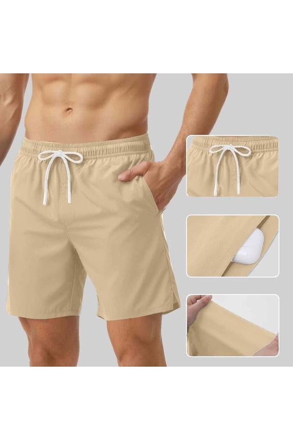 Swim Trunks Men Quick Dry Solid Beach Casual Board Shorts Swimsuit