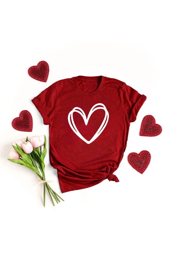 Valentines Day Shirts Womens Blouse for Women Plus Size,Lady Valentine Gifts for Girlfriend Short Sleeve Red T-shirts Crew Neck Casual Heart Print Tops