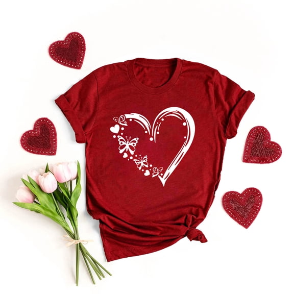 POTETI Valentines Womens Clothing Womens Tops Long Sleeve,Girl Valentine Gifts for Girlfriend Purple Blouse Casual Crew Neck Love Print Tops