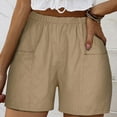 thumbnail image 1 of POTETI Wide Leg Bermuda Shorts for Women High Waisted Womens Plus Size Shorts Khaki Elastic Hippie with Pockets Cargo Solid Shorts, 1 of 8