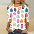 thumbnail image 1 of POTETI Women Easter Shirt,Womens Fashion Summer Shirts Floral Print Long Sleeve Crew Neck Striking Women Tops, 1 of 5