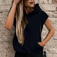 thumbnail image 1 of POTETI Women Hoodie Casual Short Sleeve Sweatshirts Solid Pullover Tops, 1 of 7