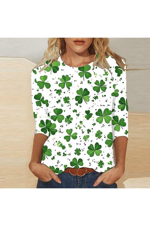 St Patricks Day Fashion Women,Ladies Sleeveless Crew Neck Shamrock Print Vest Tops