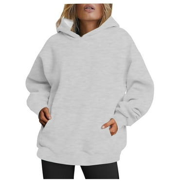 POTETI Women's Plus Size Hoodies Casual Long Sleeve Button Sweatshirts Solid Plus Size Pullover Tops