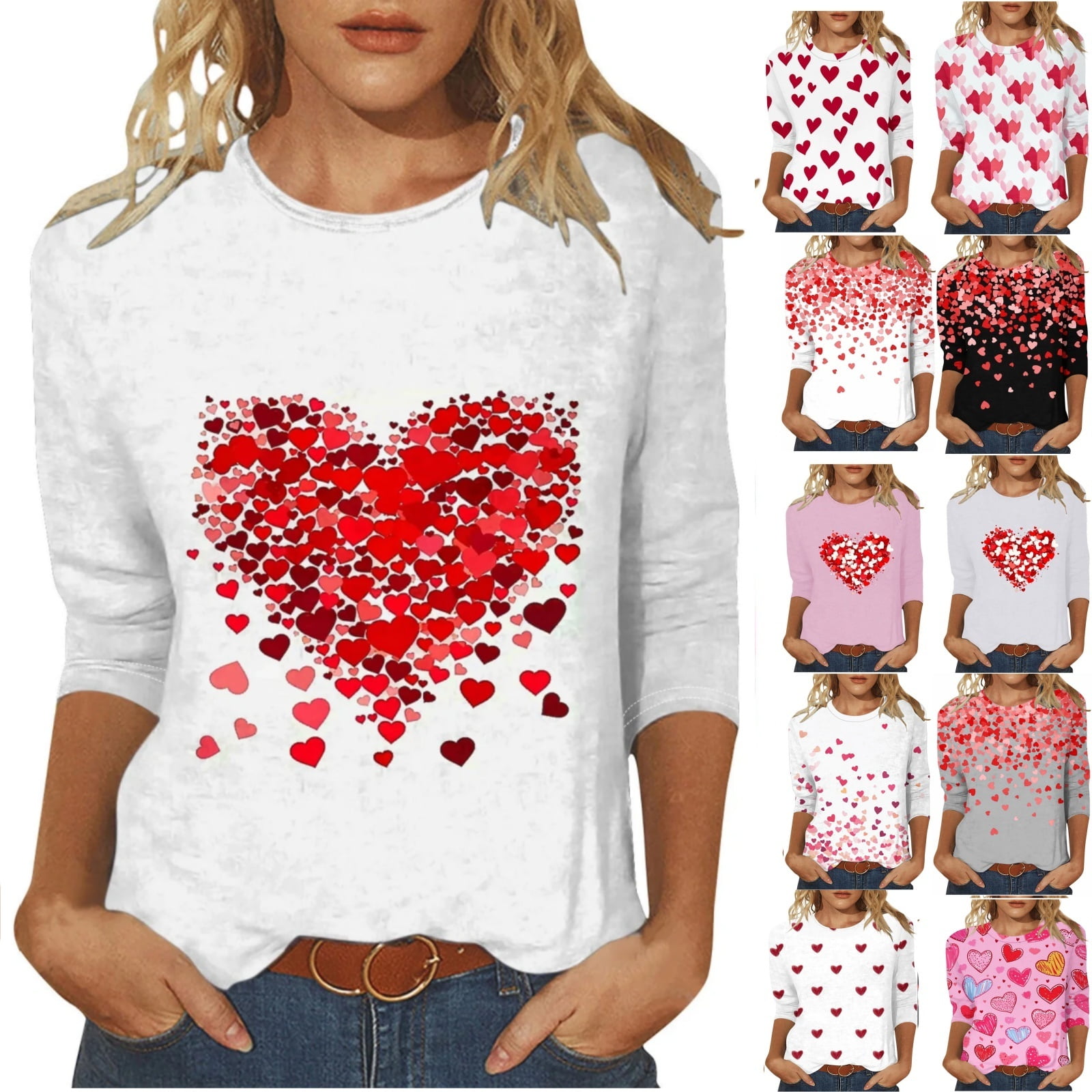 MAIHUN Womens Valentine's Day Shirts Cute Love Heart Tshirts Funny Teen Girl's Valentines Short Sleeve Black At Women's Clothing Store