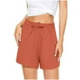 thumbnail image 1 of POTETI Womens Cargo Shorts High Waisted Flat Front Lounge Shorts Women Orange with Pockets Solid Shorts, 1 of 6