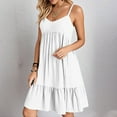 thumbnail image 1 of POTETI Womens Dresses Party Dress Sleeveless Solid Color Strap V-Neck Dress Sun Dresses for Juniors, 1 of 9