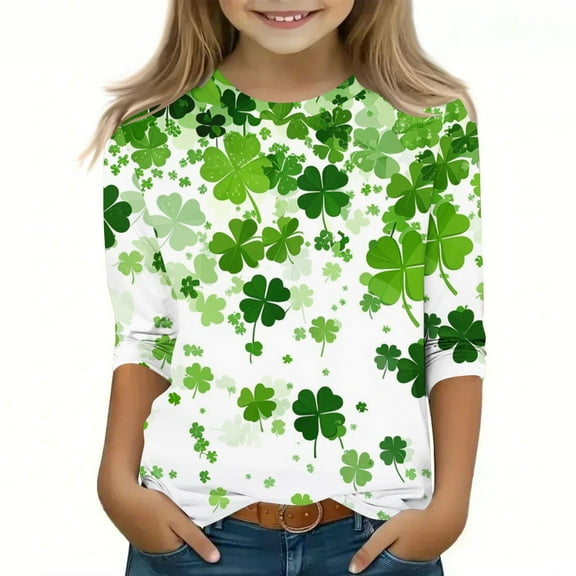 POTETI Womens Funny St Patricks Day Shirt,Womens Short Sleeve Crew Neck Shamrock Print T-shirt Tops
